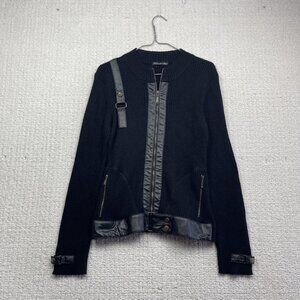 Y2K French Spy Sweater Wool Blend Full Zip Moto Military Punk jacket Women Read